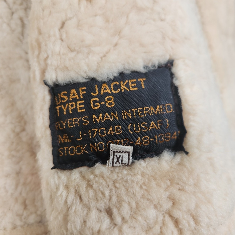 Vintage USAF Pilot Jacket Type G8 XL Genuine Sheepskin Lining Made In Turkey - Picture 5 of 16